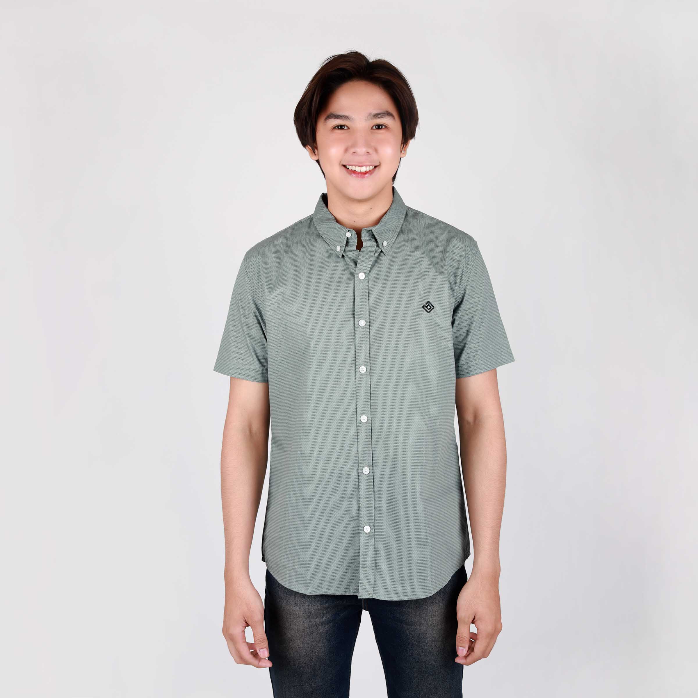 MEN'S WOVEN SHORT-SLEEVE BUTTON-DOWN SHIRT (158) | BNY Jeans